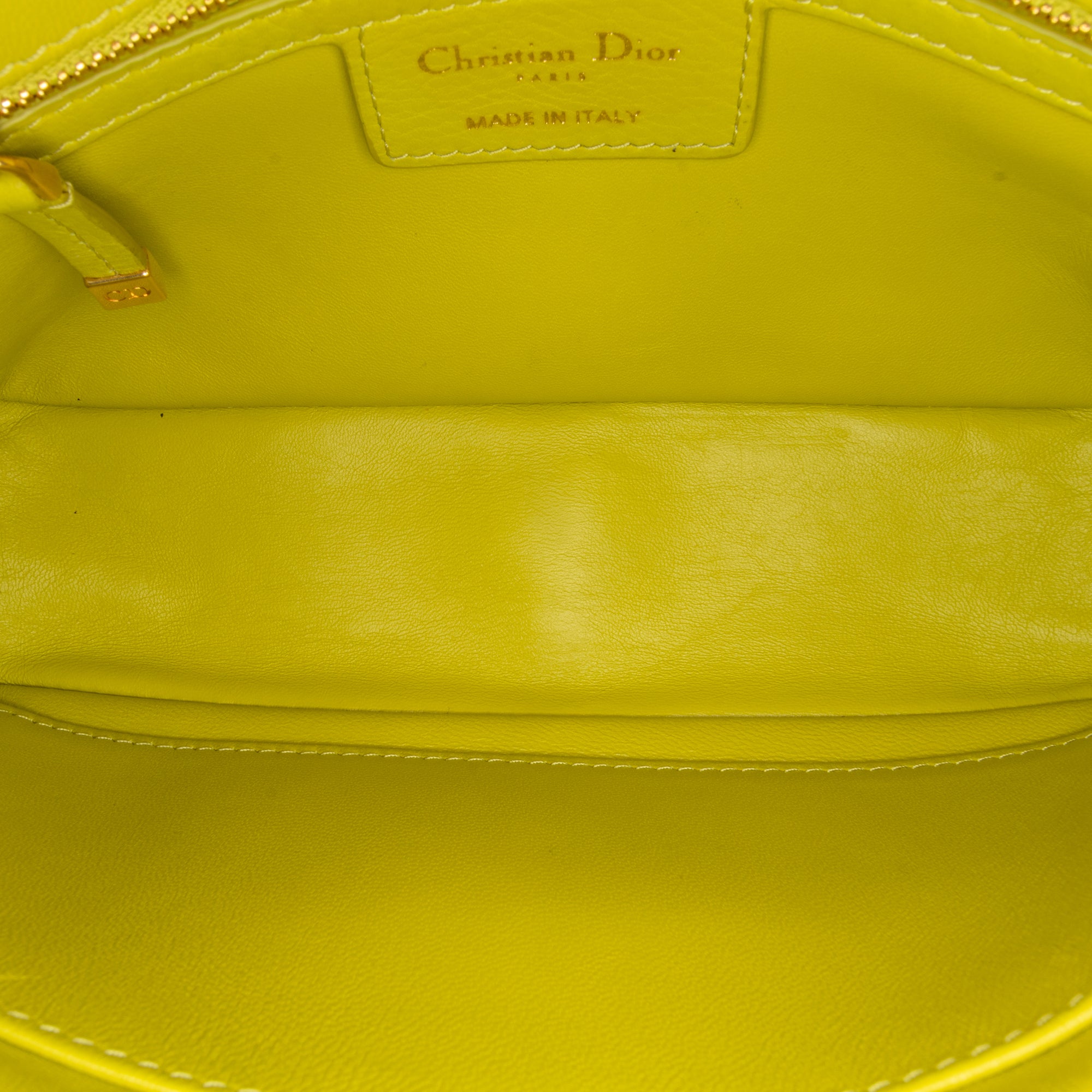 Dior | Pre-Owned Small Calfskin Cannage Caro Bag | Yellow/Neon Yellow