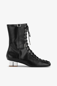 Lace Up Ankle Boots in Oleatex | Black