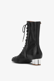 Lace Up Ankle Boots in Oleatex | Black