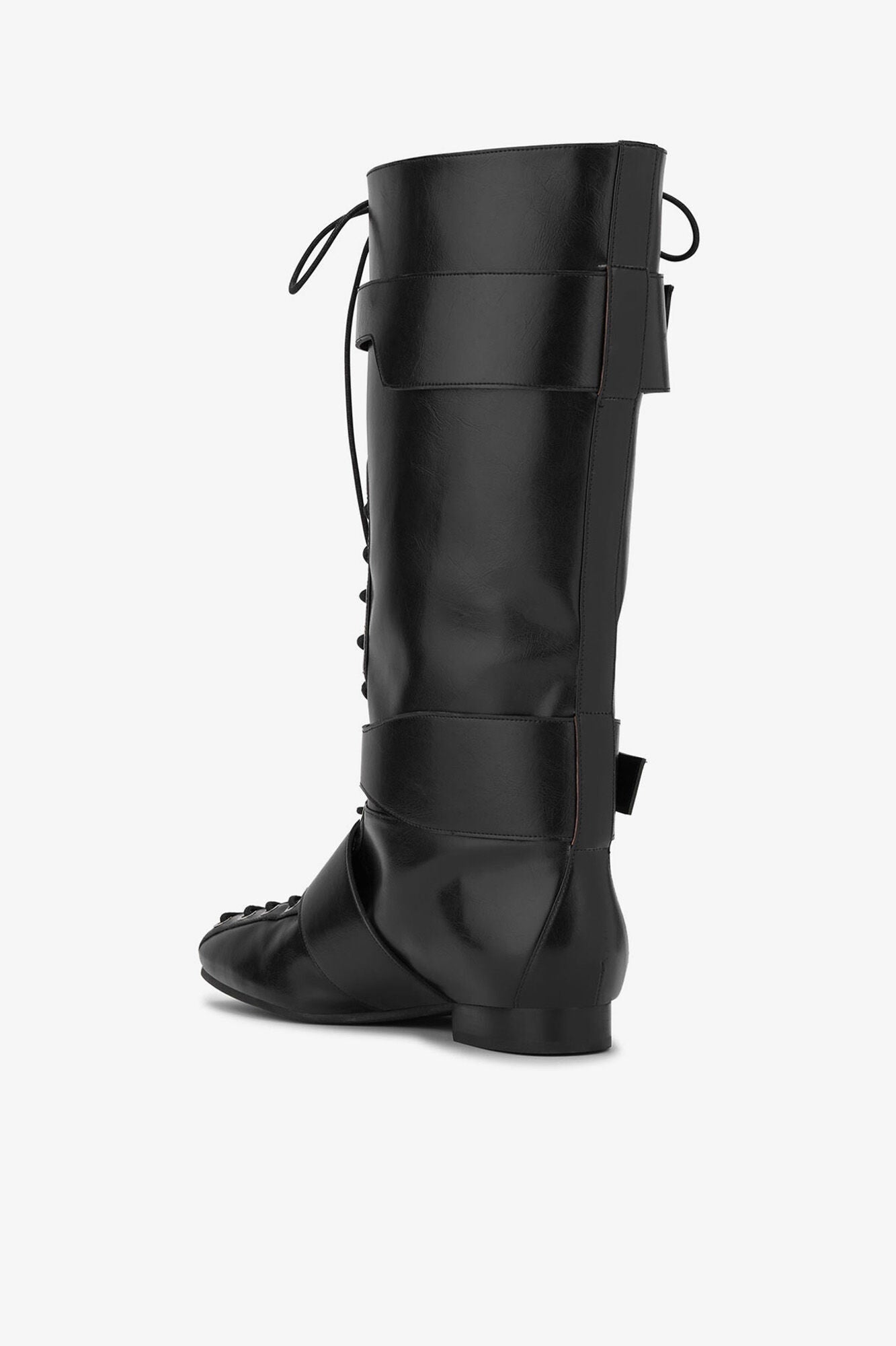 Lace Up High Boots in Crinkle Oleatex | Black