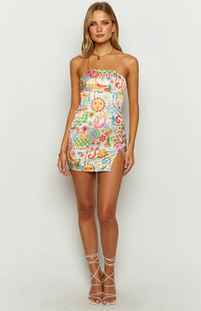 Lauren Strapless Mini Dress | Summer Print