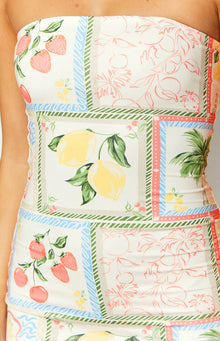 Lee Roma Print Strapless Mini Dress | White