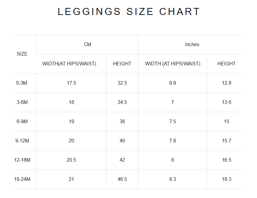 Product size guide