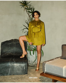 Lenti Pleated Mini Dress | Lime