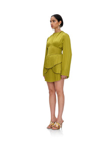 Lenti Pleated Mini Dress | Lime