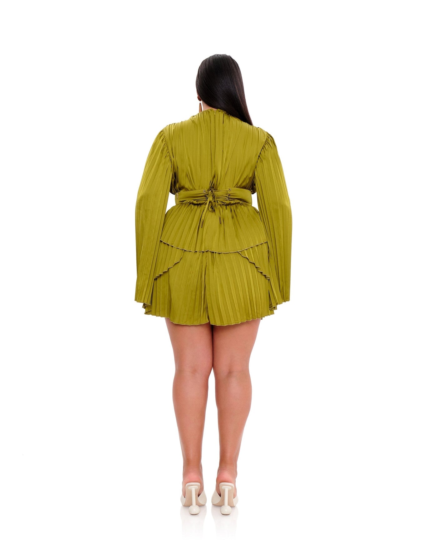 Lenti Pleated Mini Dress | Lime