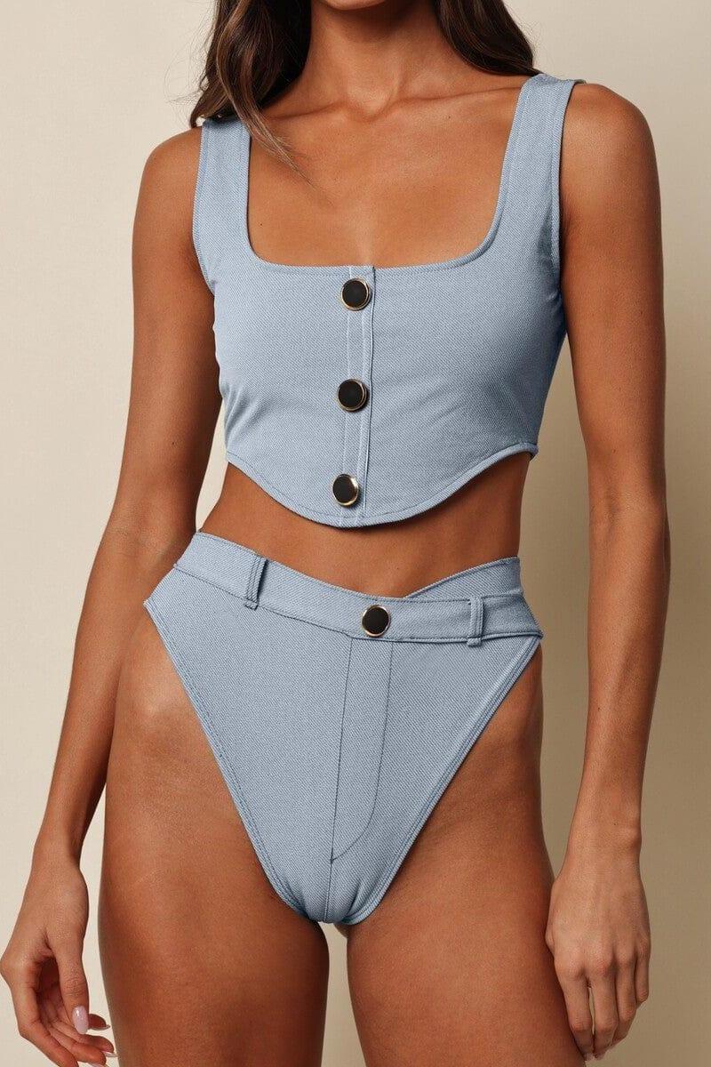 Olivia Corset Top | Light Denim