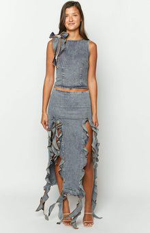 Lioness Rendezvous Maxi Skirt | Faded Denim