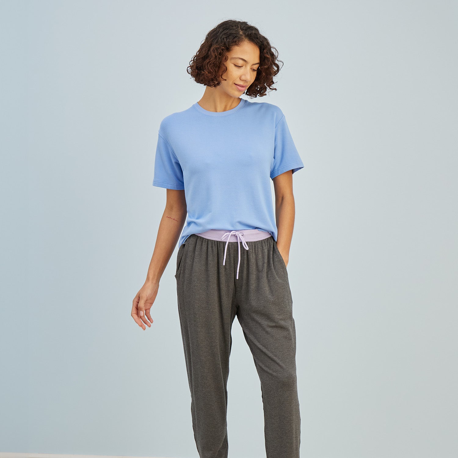 Modal French Terry Lounge Pants | Gray/Lavender