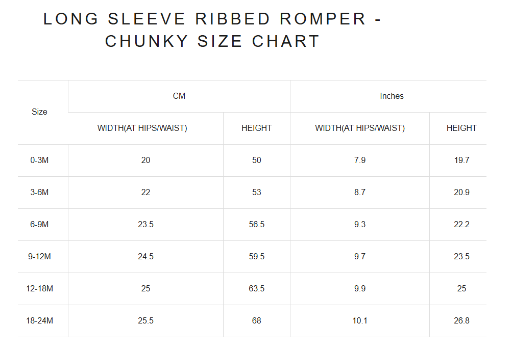 Product size guide