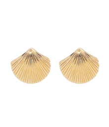 De la Mer Shell Stud Earrings | 24K Gold