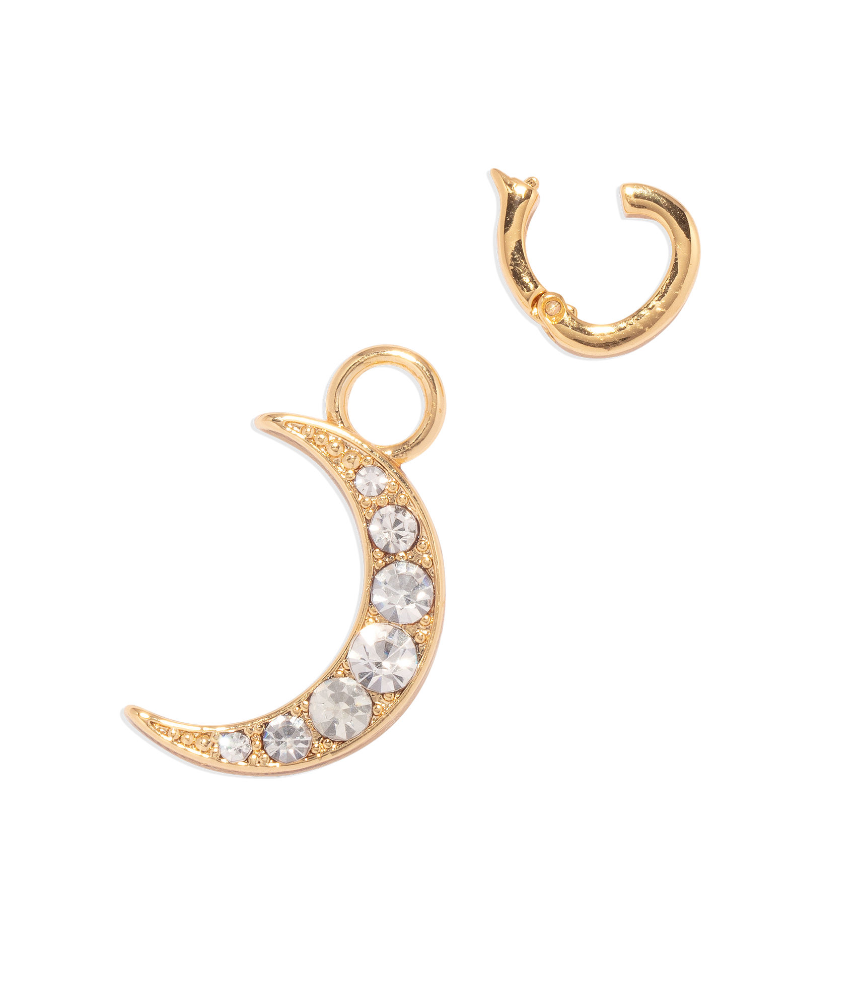 Moon Charm Pendant | 24K Gold | Crystal