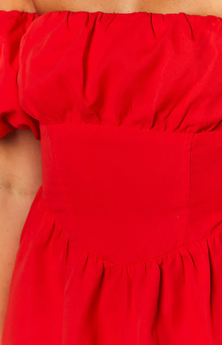Love Lost Off The Shoulder Mini Dress | Red