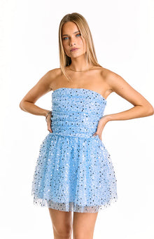 Luke Sequin Strapless Party Mini Dress | Blue