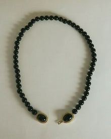 The Midnight Mesa Beaded Necklace | Black Beads/Black Agate | Gold