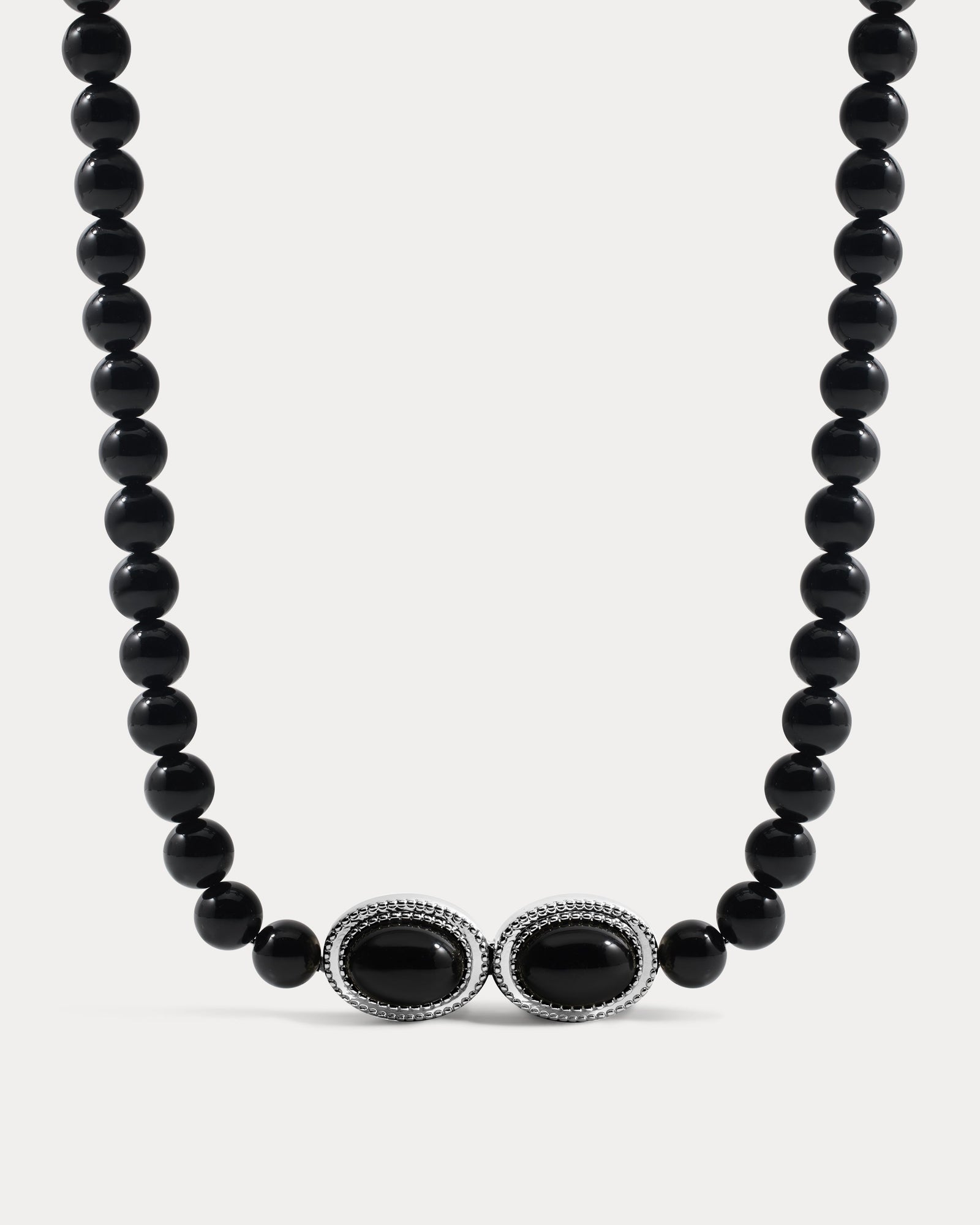 The Midnight Mesa Beaded Necklace | Black Beads/Black Agate | Silver