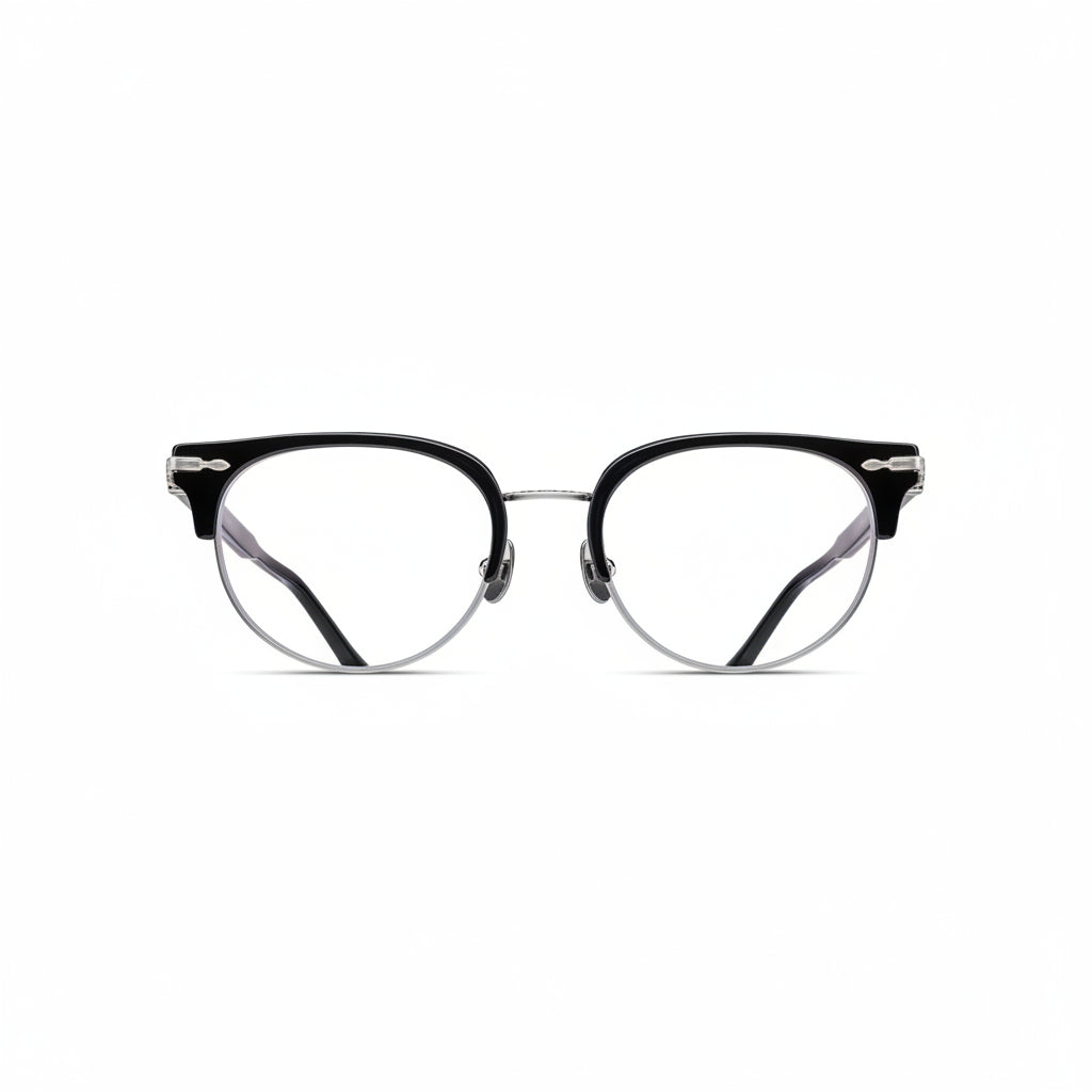 Unisex | M2061 Panto Optical | Black/Brushed Silver | Clear | 49MM