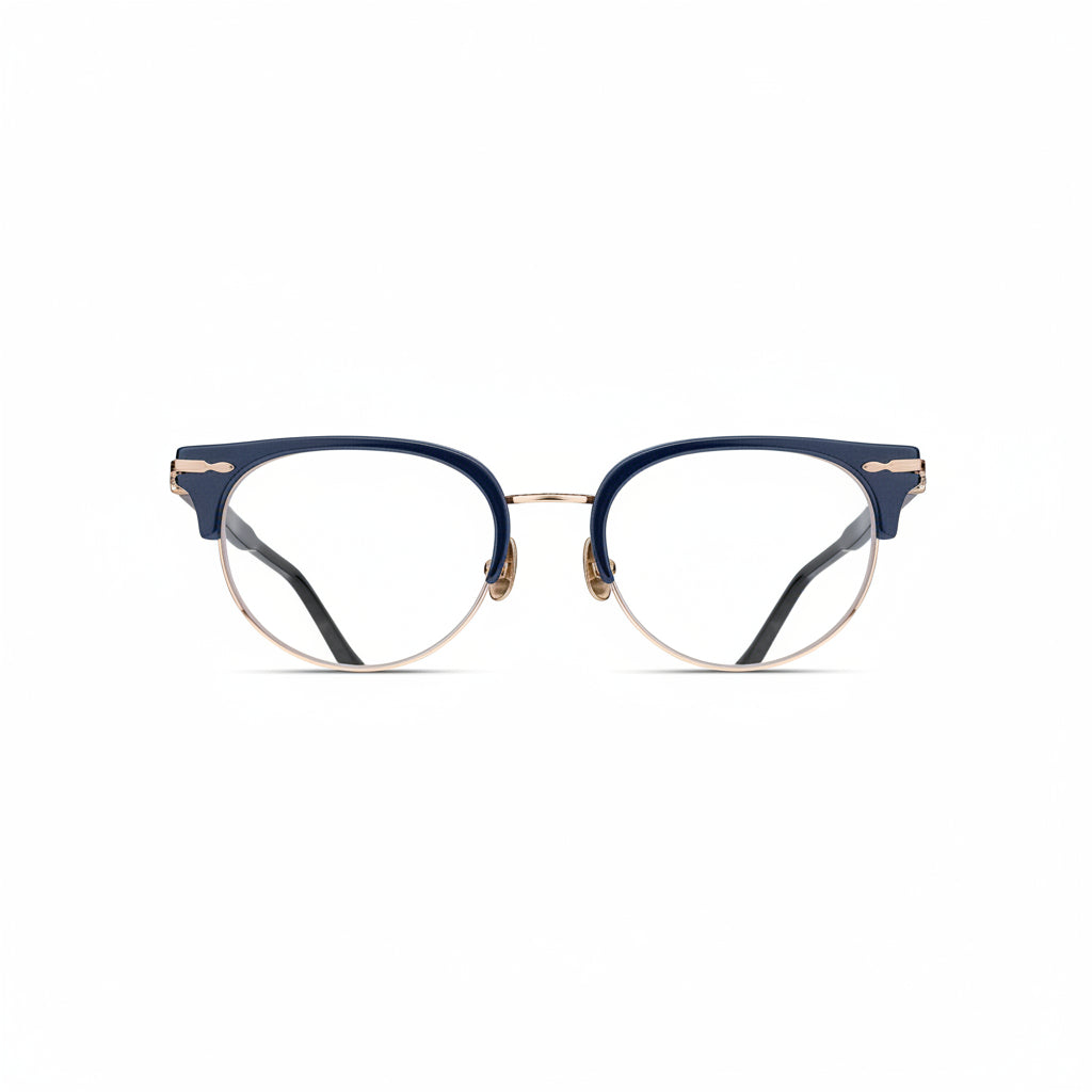 Unisex | M2061 Panto Optical | Navy/Rose Gold | Clear | 49MM