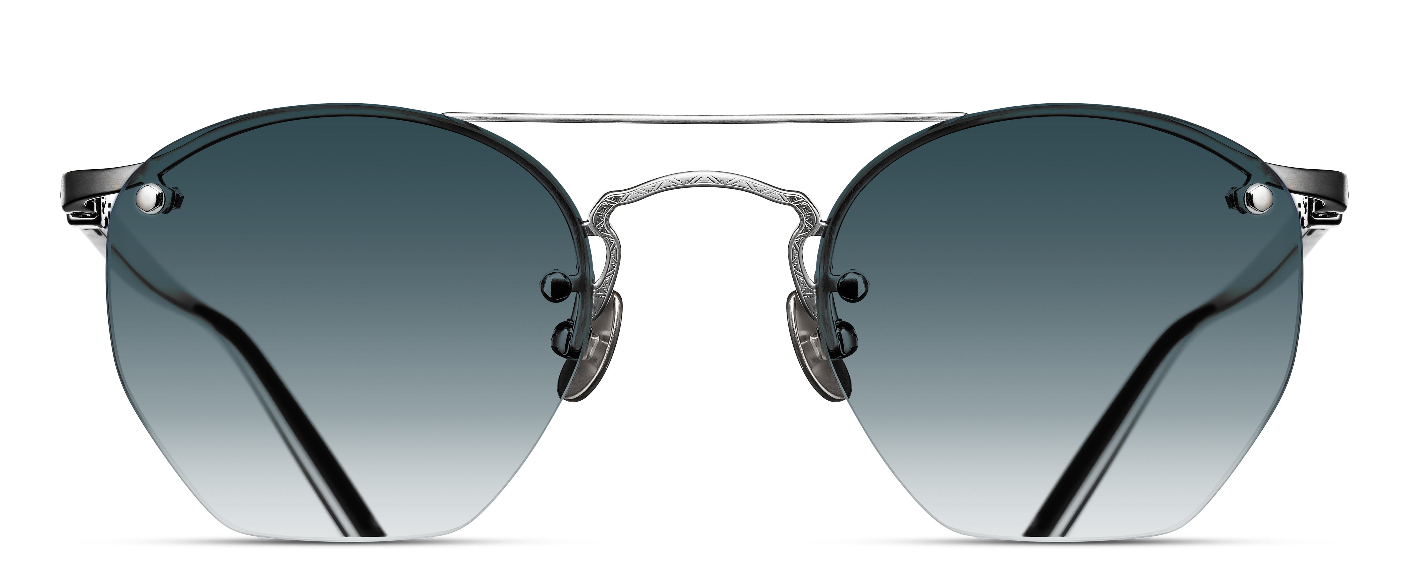 Unisex | M3117 Panto Sunglass | Brushed Silver | Blue Gradient Lenses | 47MM