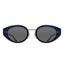 Womens | M3120 Cat Eye Sunglass | Matte Navy/Brushed Gold | Grey Solid Lens | 52MM
