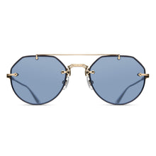 Unisex | M3121 Geometric Sunglass | Black/Brushed Gold | Cafe Cobalt Blue Lens | 53MM