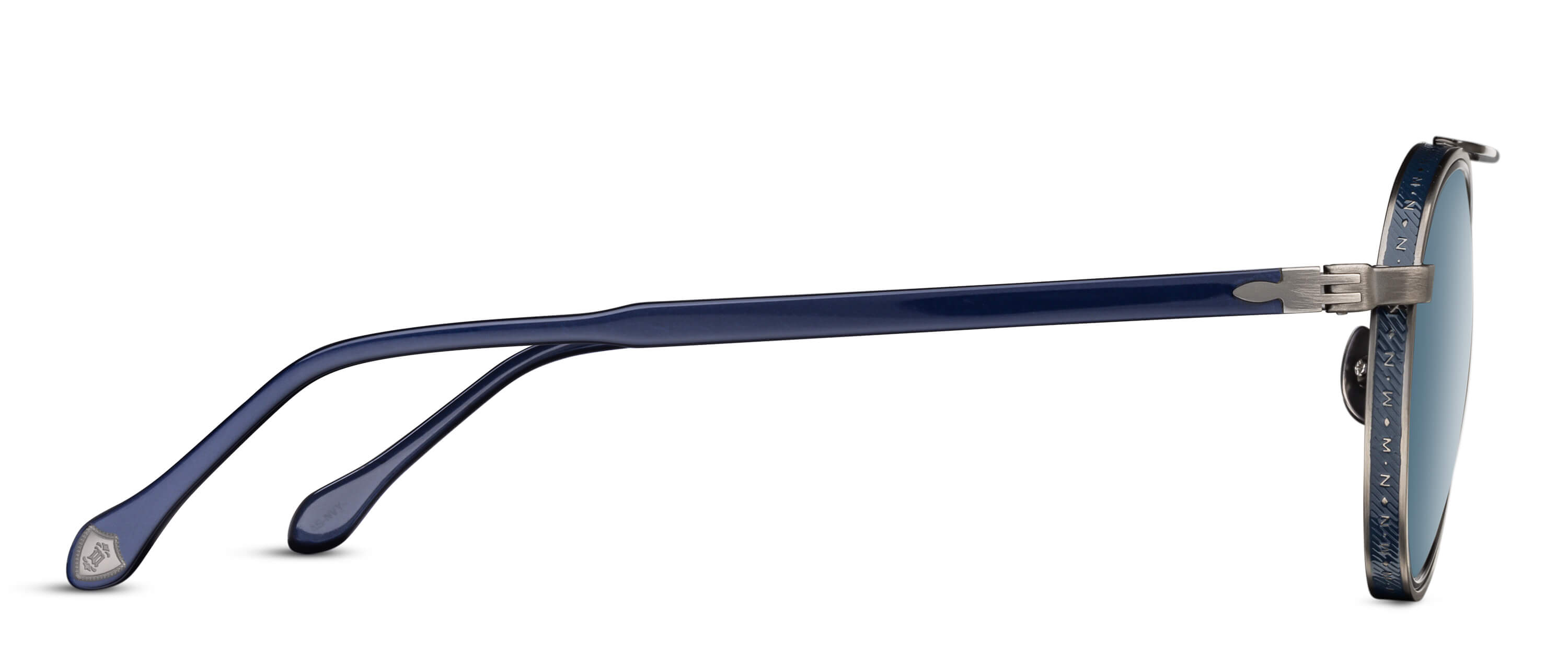 Unisex | M3125 Panto Sunglass | Antique Silver/Navy | Blue Grey Lenses | 49MM