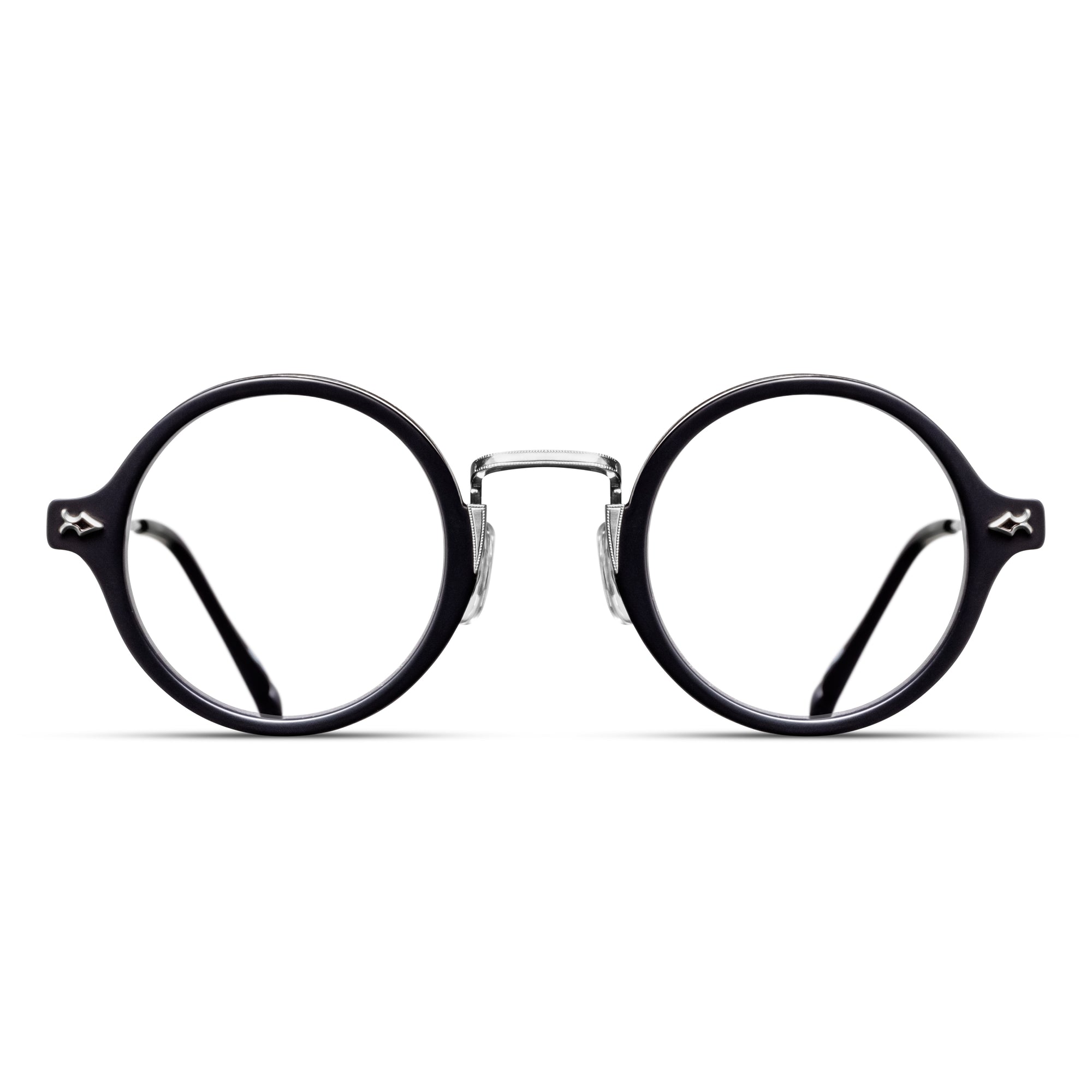 M3127 Round Optical | Brushed Silver/Matte Black | Clear Lens | 43MM