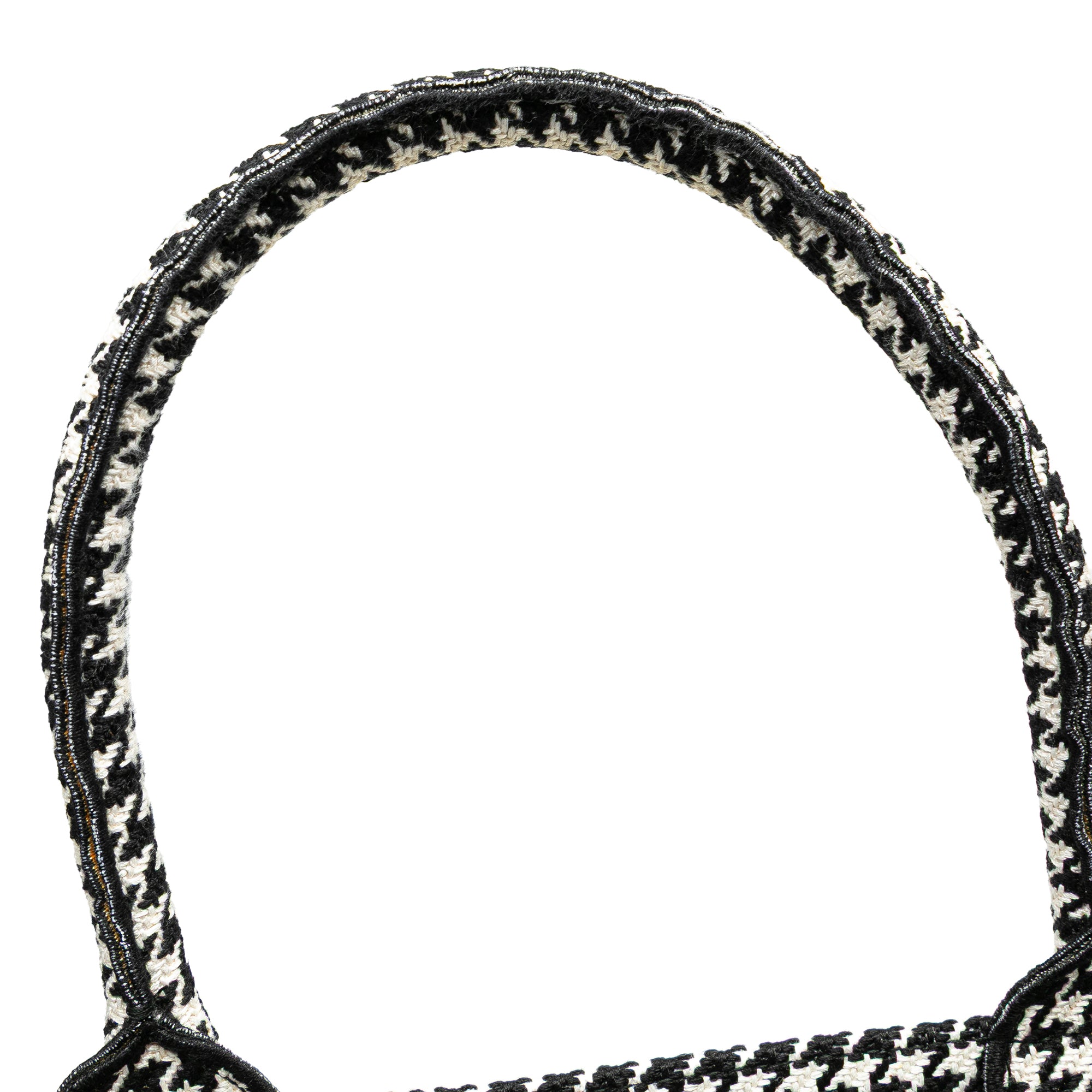 Dior | Pre-Owned Large Canvas Houndstooth Embroidered Book Tote - II | Black