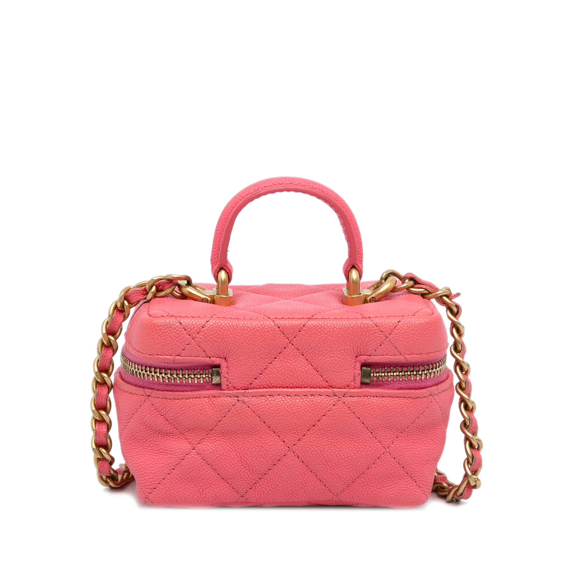 Chanel | Pre-Owned Micro Caviar Chain Vanity Bag | Pink