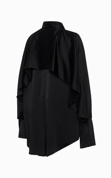 Magma Draped Back Shirt | Black Silk