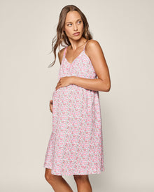 Women's Pima Maternity Nightgown in Fleurs de Rose in Fleurs de Rose#Color_Fleurs de Rose