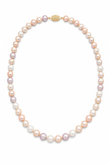 Round Strand Necklace | 14K Yellow Gold | White Freshwater Pearl9mm - 10mm