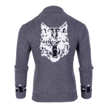 Men | Arctic Wolf Shawl Cardigan | Dark Grey Heather