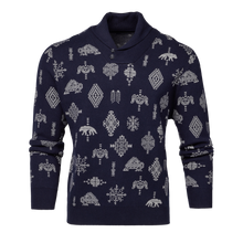 Men | Woven Spirits Shawl Collar Sweater | Maltese Blue
