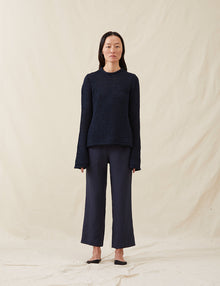 Womens | The Open-Weave Crewneck | Navy Melange