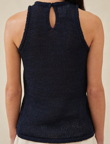 Womens | The Open-Weave Shell | Navy Melange