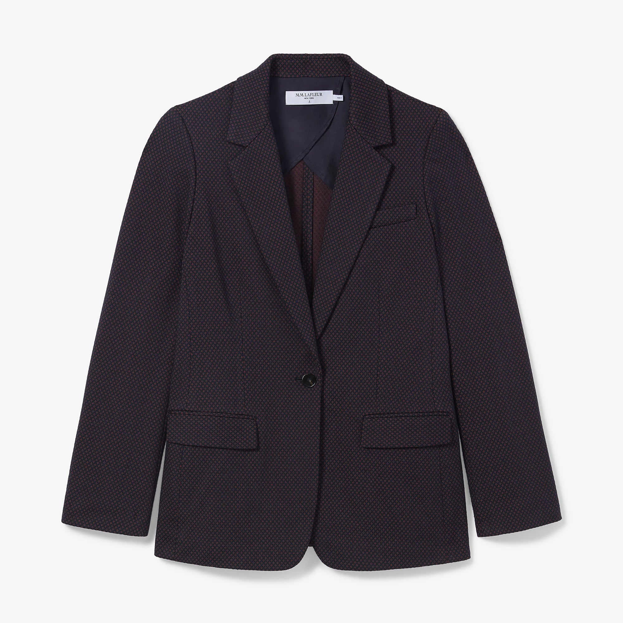 Packshot image of the yiyan blazer in navy multi