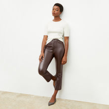 Front image of a woman wearing the archie pant in brown