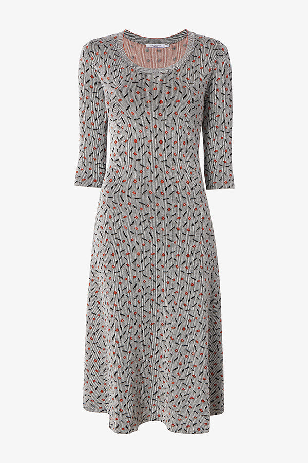 Packshot image of the Tippy Dress in Brick and Black | Exclude | Still