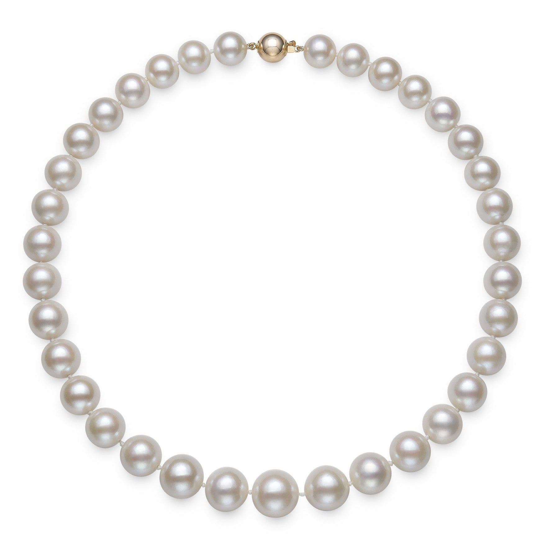 Round Strand Necklace | 14K Yellow Gold | White Freshwater Pearl11mm - 14mm