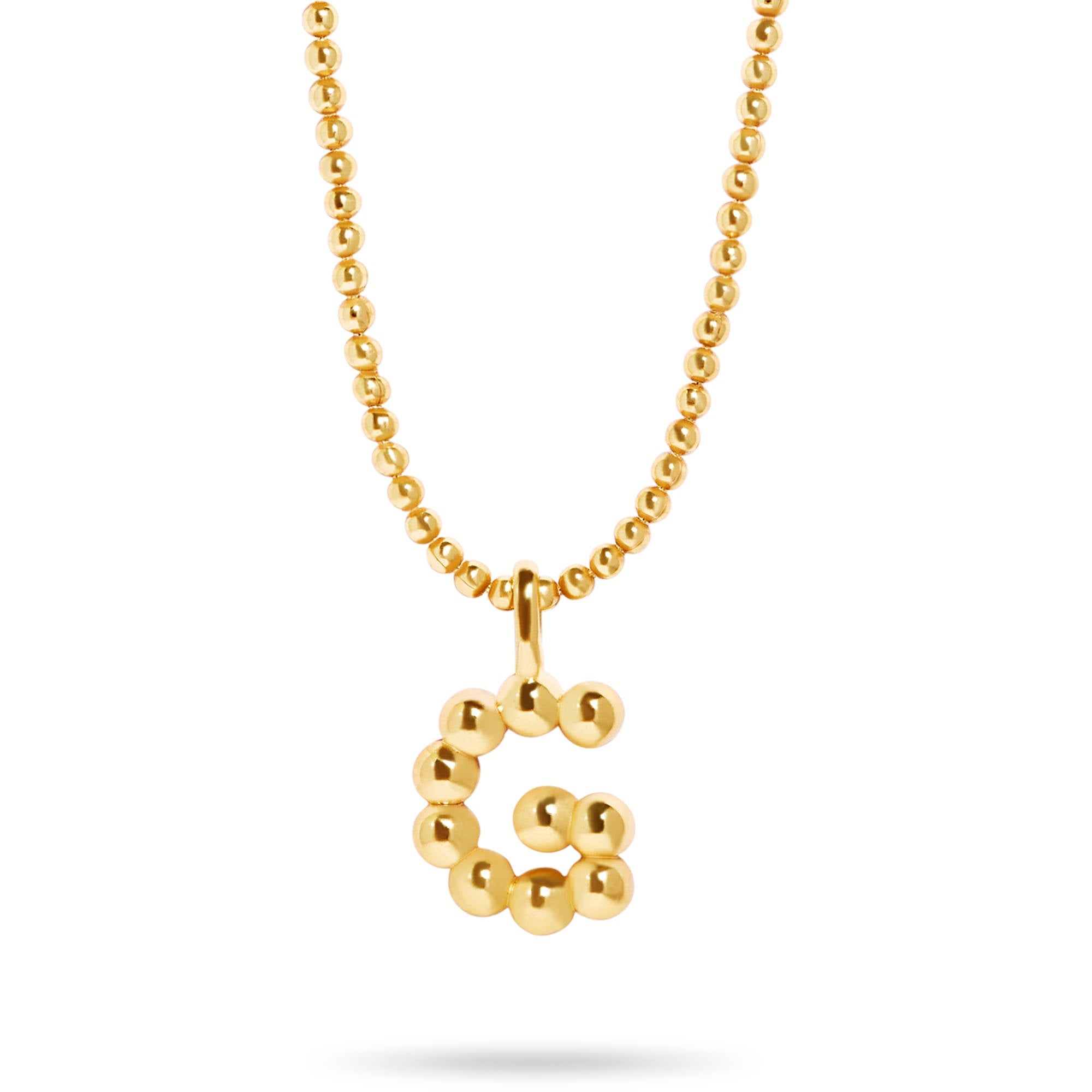 Stone and Strand Gold Vermeil Mochi Donut Initial Necklace Close Up G Image