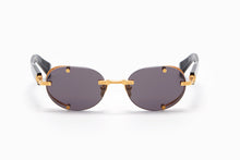 Unisex | Monsieur Sunglass | Yellow Gold - Black | Dark Grey w/ Black Mirror