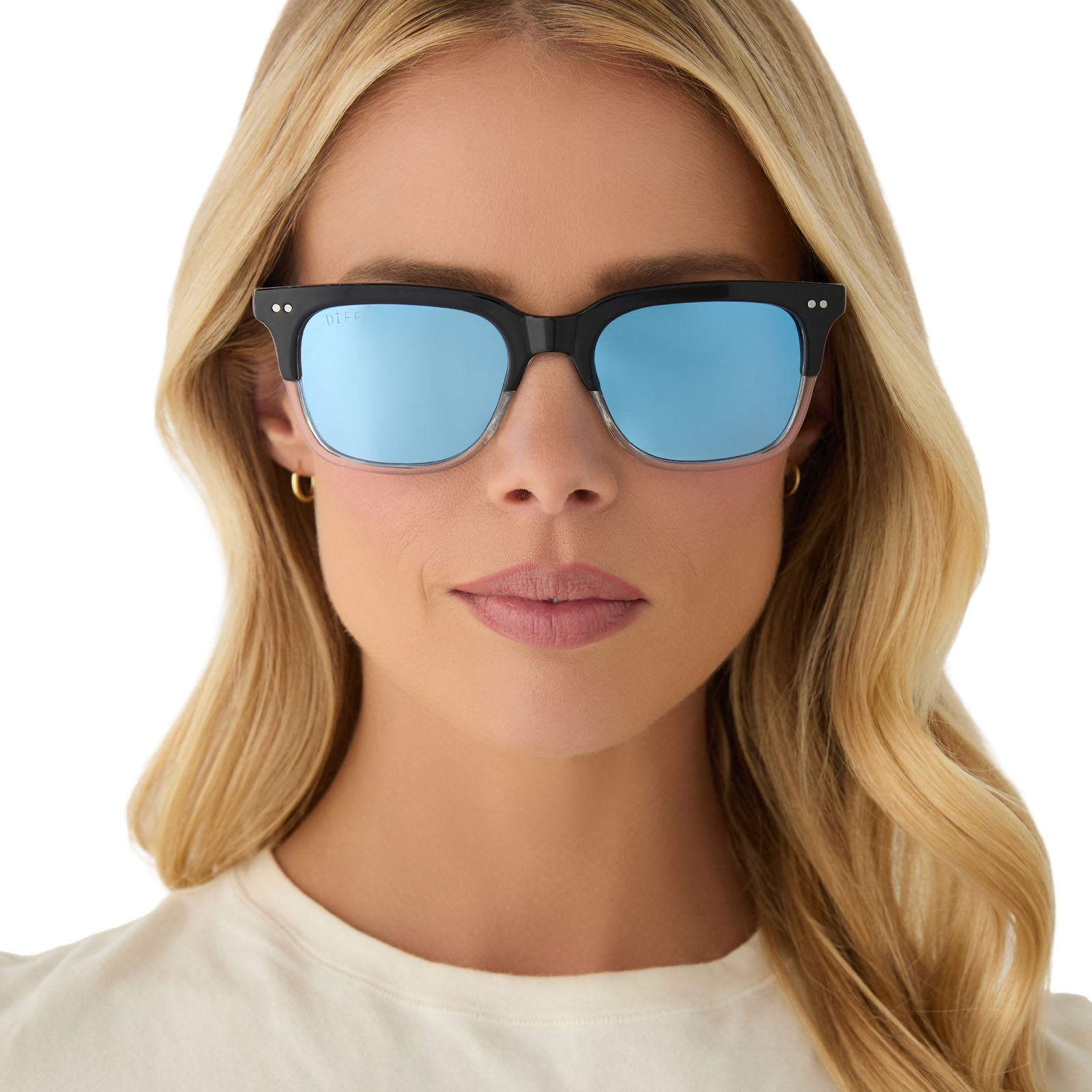 Unisex | Mr. Fantastic Sunglasses | Retro Black To Clear Gradient | Quantum Blue Polarized Lenses