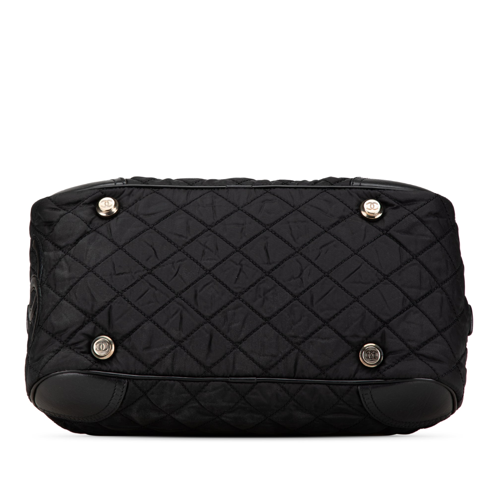 Chanel | Pre-Owned Paris New York Quilted Nylon Duffle Handbag | Black
