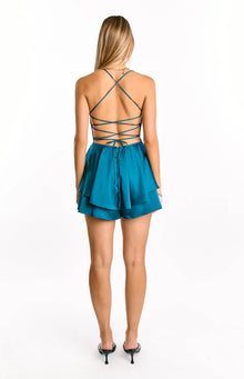 Marleen Tie Back Party Playsuit | Teal