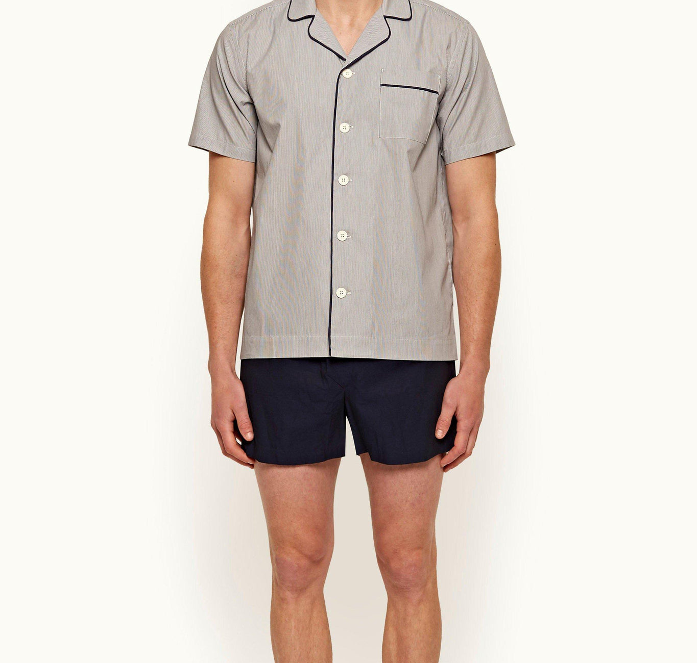 Marne Relaxed Fit Cotton Lounge Shirt | Navy/White Stripe