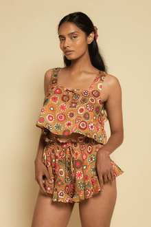 Square Neck Crop Top | Mazzy Floral