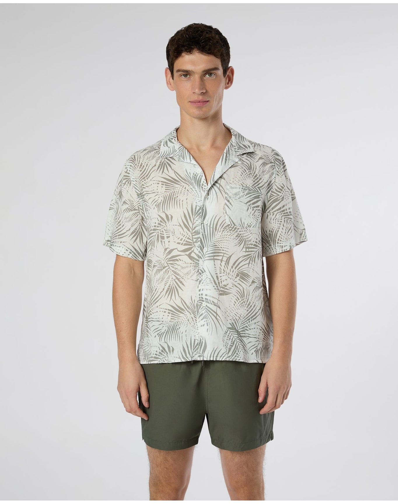 Men | Air Linen Convertible Vacation Shirt | White Light Olive