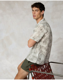 Men | Air Linen Convertible Vacation Shirt | White Light Olive