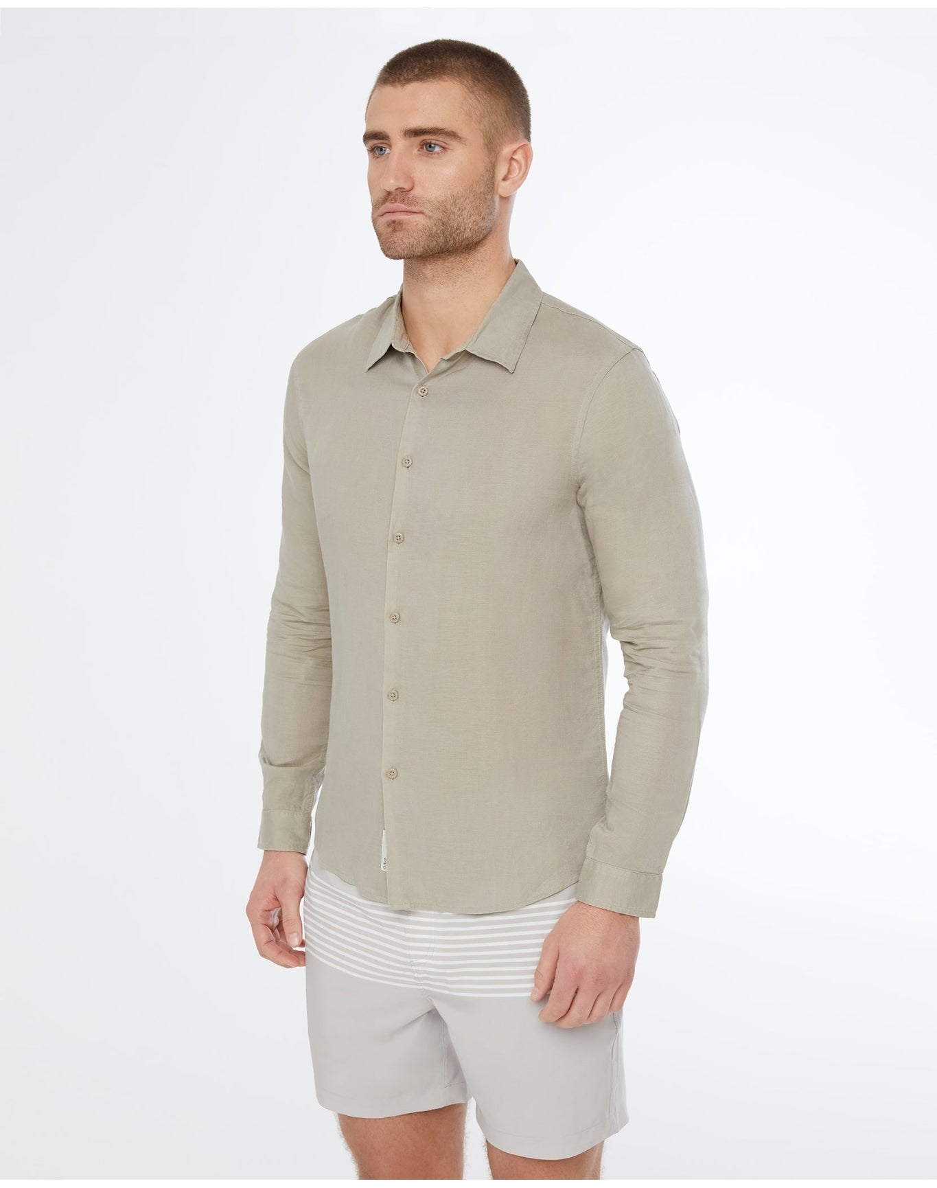 Men | Air Linen Long Sleeve Shirt | Dark Olive